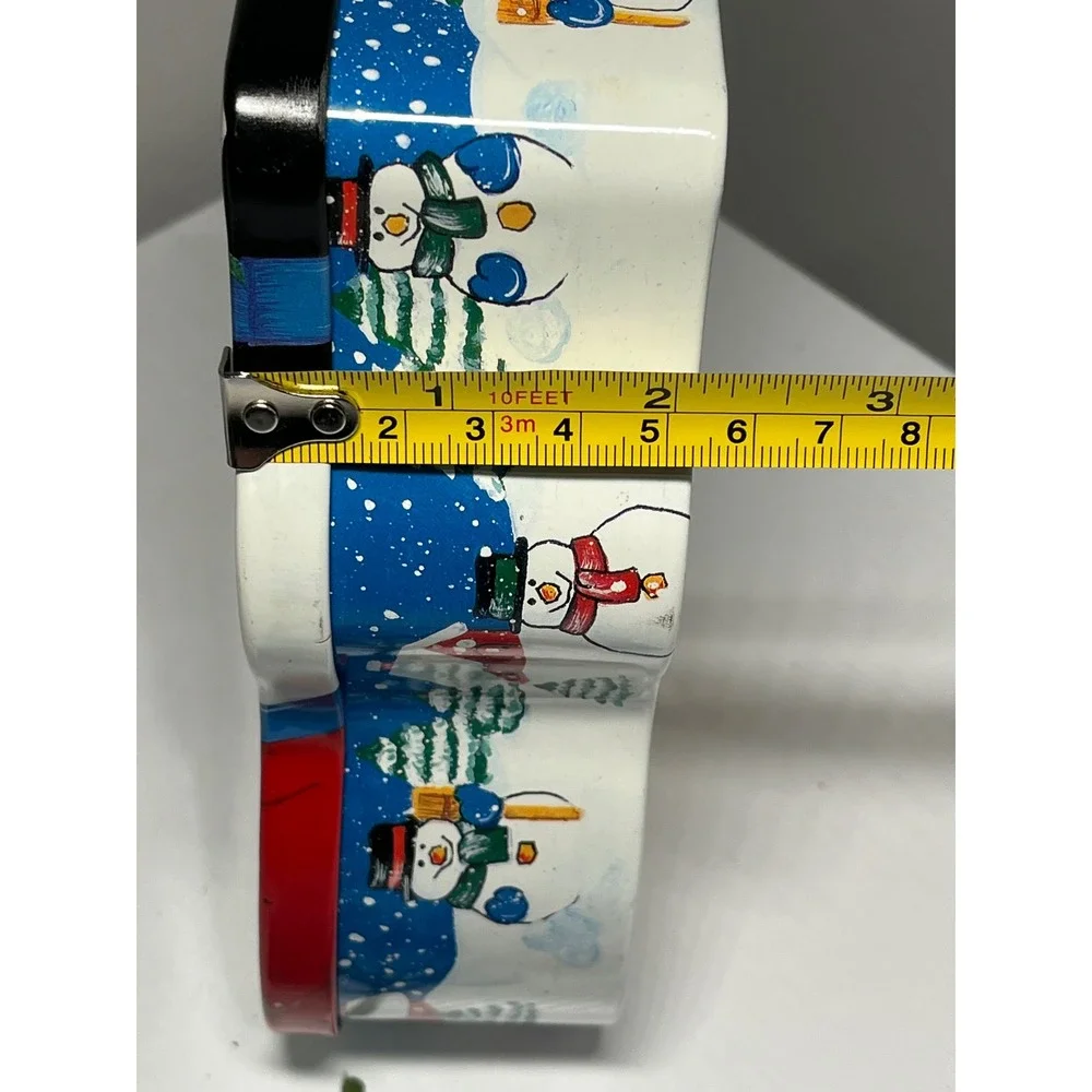 Vintage‎ Snowman Tin Cookie Jar Festive Holiday Kitchenware Collectible